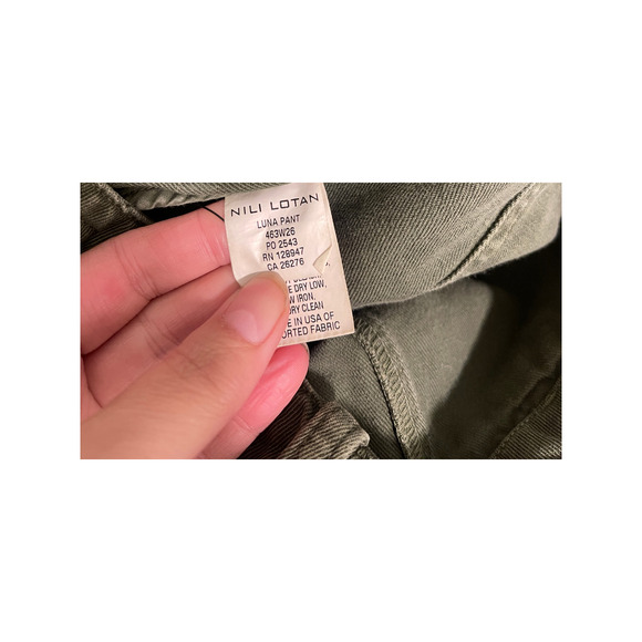 Nili Lotan 6 Slouchy Luna Pant $395 Cropped Drop Crotch Cotton Army Green - Picture 10 of 10